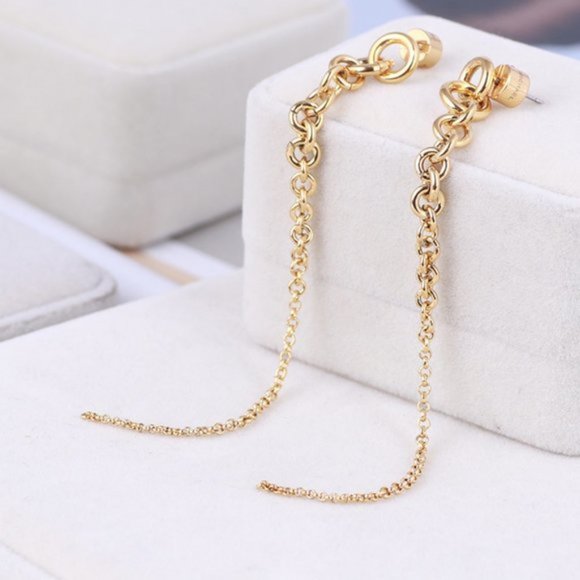 Michael Kors Fringe Metal Chain Long Earrings - Picture 3 of 9